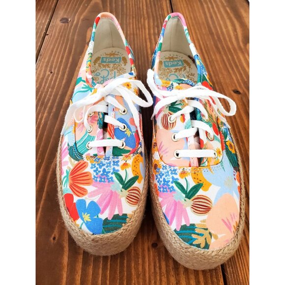 Keds Rifle Co Womens Floral Beachy Print Platform Espadrille Sneakers 8.5 - Picture 1 of 11